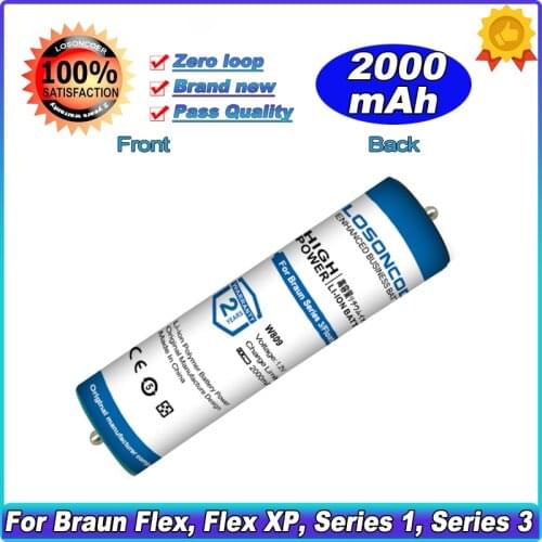 2PCS 2000mAh W809 Electric Shaver Battery For Braun Flex, Flex XP, Contour, Series 1,3 310S-3,320, 320R-4 ,320S-3 ,320S-4 330S-4