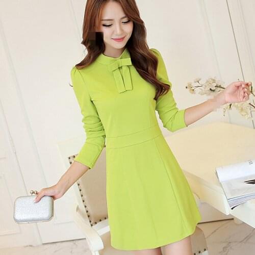 B1057 Cheap wholesale 2019 spring summer new women fashion Long sleeve cultivate ones morality female waist dress