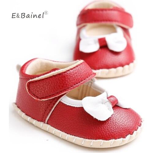 E&Bainel Baby Girl 0-18Month PU Leather Shoes Infants Girl Soft Sole Bow Princess Baby Sneakers First Walkers Shoes