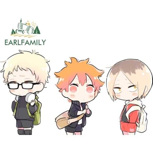 EARLFAMILY 13cm x 7.1cm for Haikyuu Chibi Car Sticker Creative Fashionable Decals Waterproof Funny Caravan Laptop Decoration
