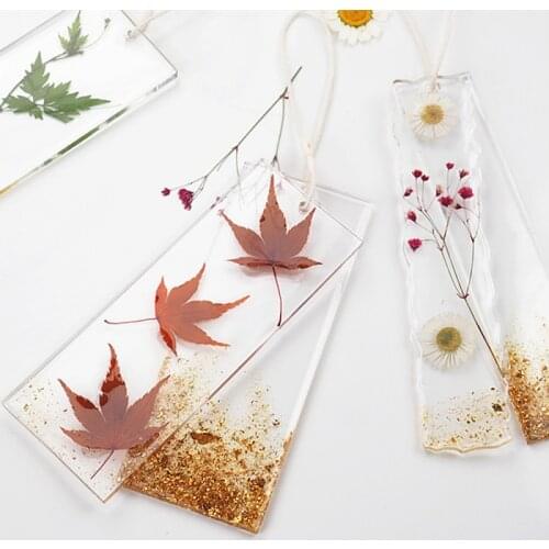 1PC Crystal Epoxy Bookmark Tag Irregular Rectangular Bookmark Mirror Silicone Molds