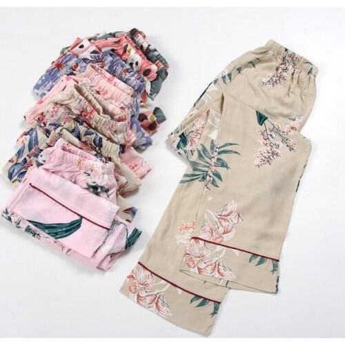 Fdfklak Spring Summer 2020 New Comfort Women Full-Length Cotton Sleep Pants Print Pijama Bottom Sleeping Pants For Women