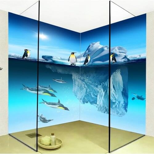 Photo Wallpaper 3D Stereo Penguin Iceberg Undersea World Murals PVC Self-Adhesive Waterproof Bathrooms Wall Painting Home Decor