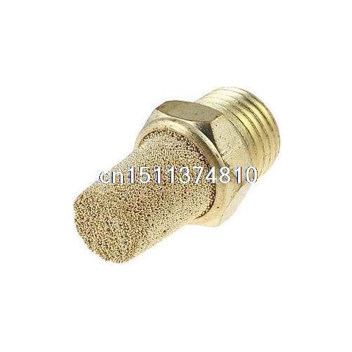 1/4" PT Male Thread Brass Pneumatic Valve Muffler Silencers Gold Tone