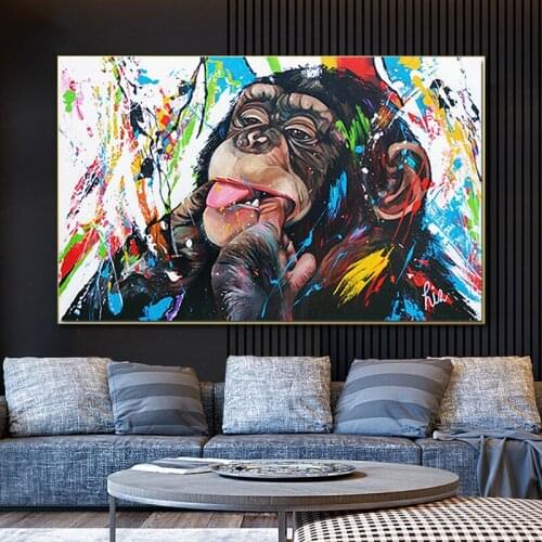 Graffiti Cute Monkey Canvas Painting Colorful Printed Poster and Prints Painting Wall Art Picture Cuadros Home Decorations