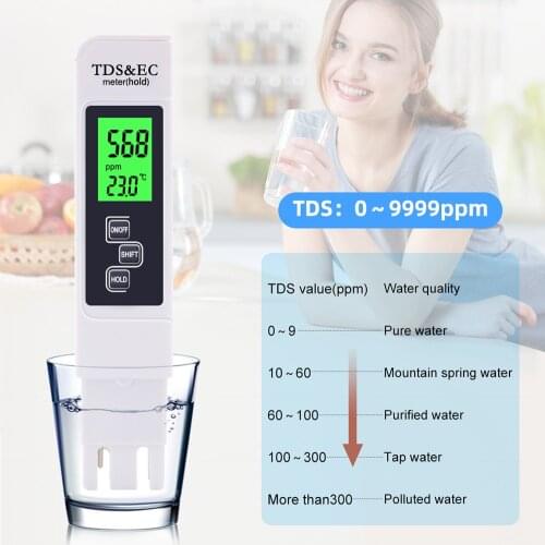 KKmoon 3-in-1 Portable Multifunctional Water Quality Detector TDS Pen Tester EC Meter Accurate Water Quality Measurement Tool