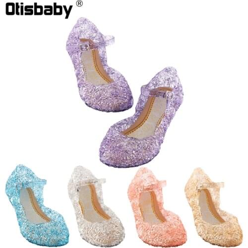 Summer Style Elsa Princess Girls Sandals Fashion Kids Rapunzel Cinderella Anna Snow Queen Cosplay Shoes Birthday Party Gifts