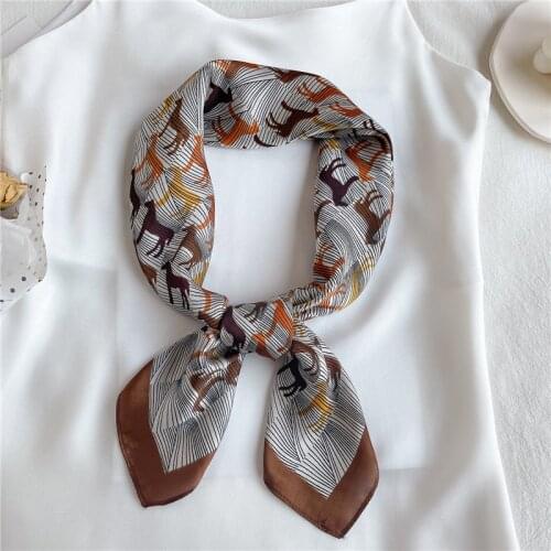 Summer Square Silk Scarf Hair Wrap Pony Print Shawl Female Neckerchief Retro Headband Ladies Foulard Hijab Bandana 2021