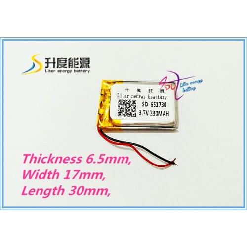 Best battery brand 3.7v lithium polymer battery 651730 330mah small toys MP3 MP4 GPS navigation mobile power 701,730