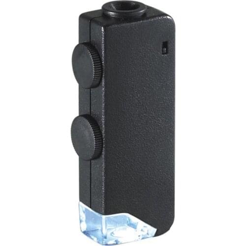 Mini 60x-100x Illuminated Zoom Pocket Microscope Magnifier Loupe Manual Adjustment Focus For Perfect