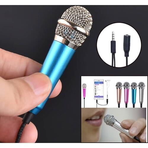 Mini Microphone Cell phone microphone Portable Karaoke Condenser Mic For Phone Computer 3.5mm Dual-channel Plug Phone Mic stock