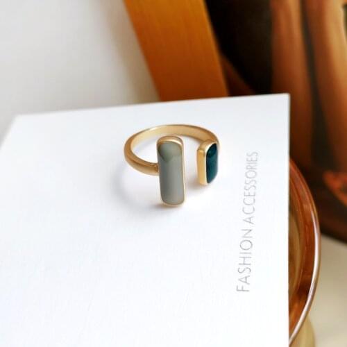 Fashion Retro Port Style Hit Color Ring Female Personality Simple Geometric Open Ring Creative Index Finger Ring Tide