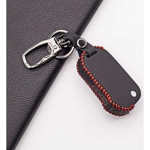 Fashion Leather Car Key Case Cover Keychain for Kia Cerato Sportage Ceed Sorento K900 Stinger 2017 2018 2019 3 Buttons Folding