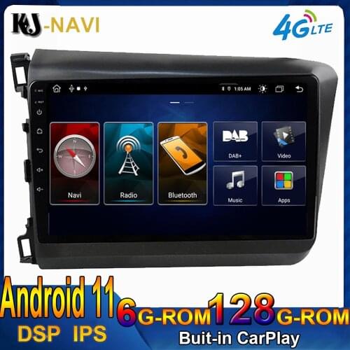9" 4G+WiFi DSP RDS Android 11 Car Radio Multimidia Video Player Navigation GPS For HONDA CIVIC 2012-2015 Head Unit 2din