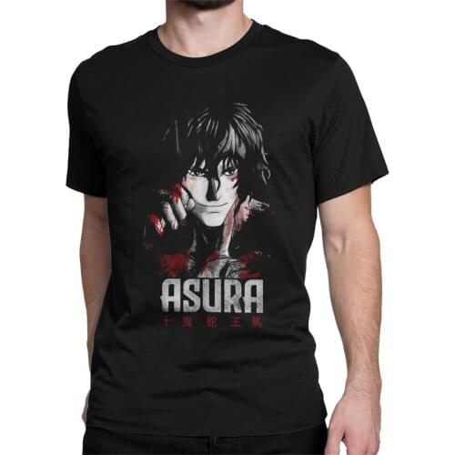 Mens The Asura Ohma Tokita Kengan Ashura T Shirts Boxing Fighter 100% Cotton Tops Novelty Short Sleeve Tees Plus Size T-Shirt
