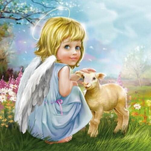 Carton Angel DIY Embroidery 11CT Cross Stitch Kits Craft Needlework Set Printed Canvas Cotton Thread Home Decoration Wholesale