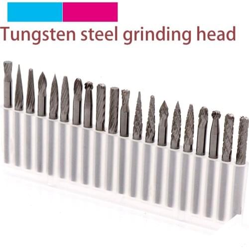 1/20pc Tungsten Carbide Steel Grinding Head Burrs Set Mini Drill Bit Diamond Burs Milling Cutter Material For Dremel Accessories