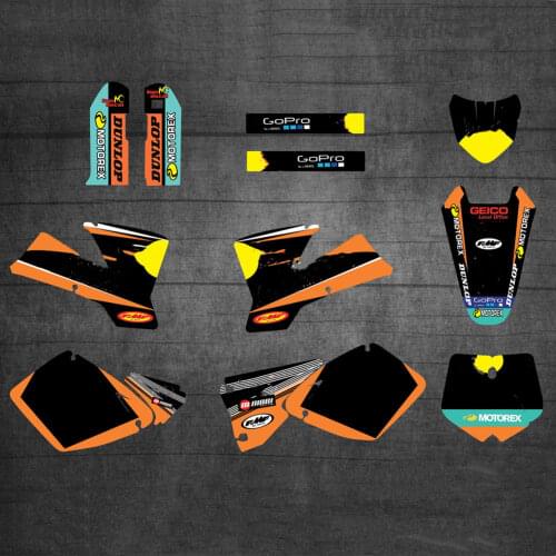 Full set of SX 2002 2001 Stickers Kits Free Customized Numbers Names Graphics Decals For KTM SX 125 250 380 400 520 2001 2002