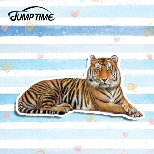 Jump Time 13cm x 7cm Sitting Great Tiger Sticker Vinyl Decal Car Truck Cup Laptop 3D Car Styling Animal Car Stickers