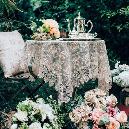 Romantic tablecloth round coffee table cloth cover lace tablecloth translucent bedside table cloth small oven cabinet cover dust