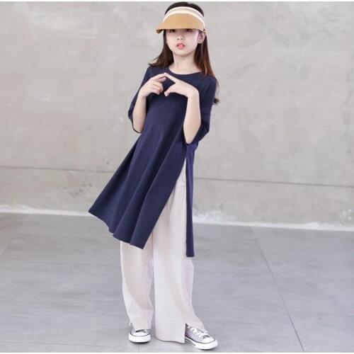 Teen Girls Elegant Long Shirt Brief Cotton Soft Tops Summer Autumn 10 12 13 14 years