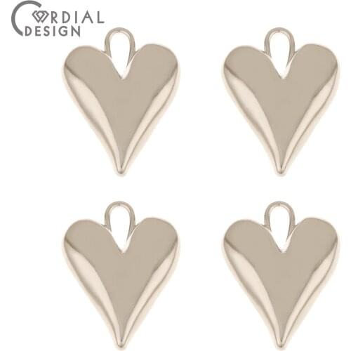 Cordial Design 50Pcs 26*35MM Jewelry Accessories/DIY Making/Heart Shape/Rhodium Pendant/Hand Made/Jewelry Findings & Components