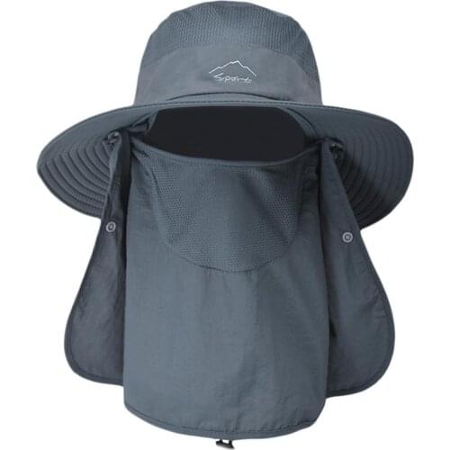 Camping Hiking Fisherman Sunhat Outdoor Beach Street Sport UV Protection Neck Face Flap Cap Wide Brim Solid Hat Unisex