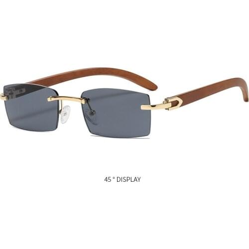 Mens Womens Retro steampunk mens rimless sunglasses 2021 new fashion luxury brand rectangular uv400