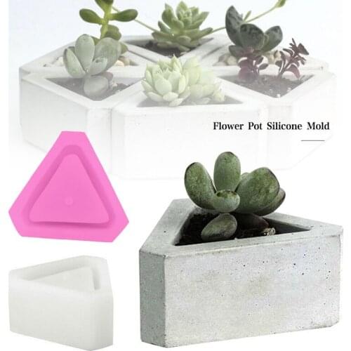 Triangle Concrete Silicone Mold Cactu Succulent Plant Flower Pot Mould DIY Cement Clay Craft Casting Flowerpot Mold 3D Mould