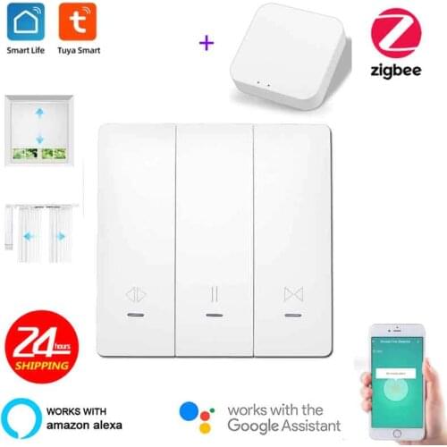 Tuya Smart Zigbee Curtain Blinds Switch for Roller Shutter Electric Tubular Motor Google Home Alexa Echo Smart Home App Timer