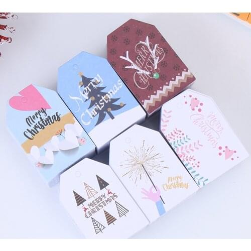100pcs Merry Christmas Labels Kraft Tags Gift Wrapping Paper Hang Tags Santa Claus Paper Cards Xmas Party Supplies