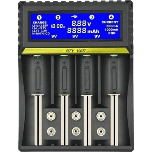 Battery Charger Li-ion Li-fe Ni-MH Ni-CD Smart Fast Charger for 18650 26650 6F22 9V AA AAA 16340 14500 Battery Charger