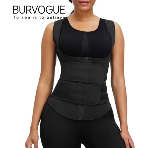 Burvogue Double Straps Neoprene Shaper Sweat Vest Sports Waist Trainer Belt Slimming Body Shaper Workout Sports Tummy Shapewear