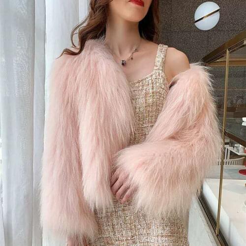 Pink Fall Winter Artificial Fox Faux Fur Grass Lady Loose Coat Women Party Beauty Overcoat Plush Cloth Girl Luxury Top Jacket