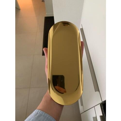 Nordic Style Gold Dining Plate Stainless Steel Dessert Nut Fruit Cake Tray Snack Jewelry Necklace Plate Western Steak Kitchen