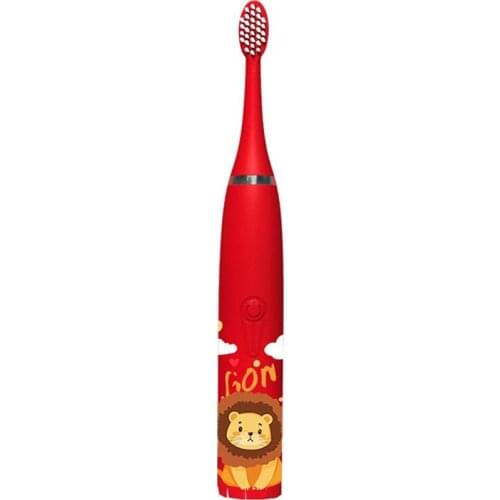 Cartoon Pattern Children Sonic Electric Toothbrush Waterproof Kids Tooth Brush Smart Timer With 6 Replacement Brush Heads