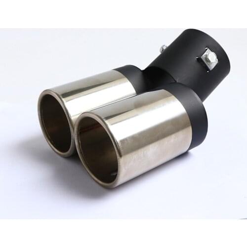 1 Pcs Universal Car Vehicle Exhaust Muffler Double Tube Stainless Steel Tail Pipe