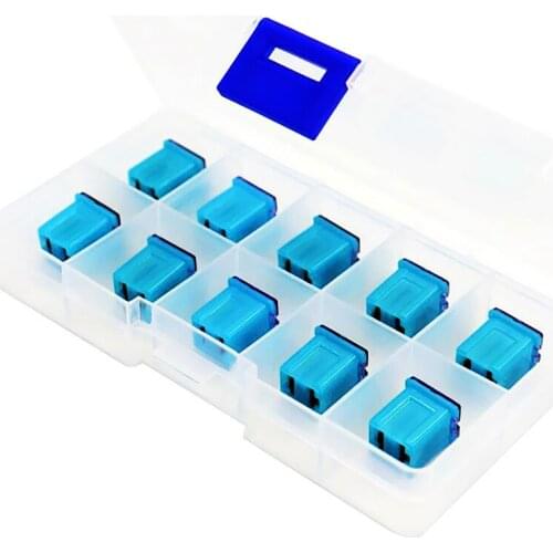 10x Blue 20AMP 32V F2822-Z JCASE Box Shaped Square Female Short Push In Fuse Short Foot