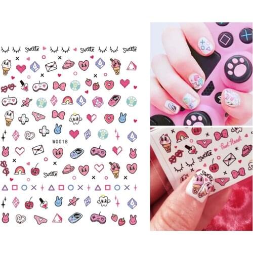10PCS cartoon animal cat and dog nail art stickers lipstick lip print envelope nail art decoration decal