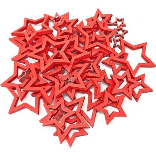 1000pcs 10mm-30mm Mixed Cutout Hollow Stars Wood DIY Christmas Crafts Table Confetti Embellishments For Scrapbooking
