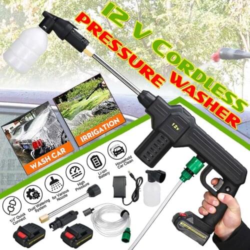 12V 160W High Pressure Cordless Car Washer Handheld Spray Washer Powerful Water Cleaner Garden Water Jet With 1/2PC Battery