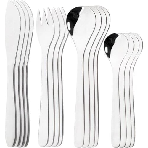 16Pcs/Set Silver Tableware Set Knife Spoon Fork Dinnerware Set 304 Stainless Steel Cutlery Set Kitchen Flatware Dishwasher safe