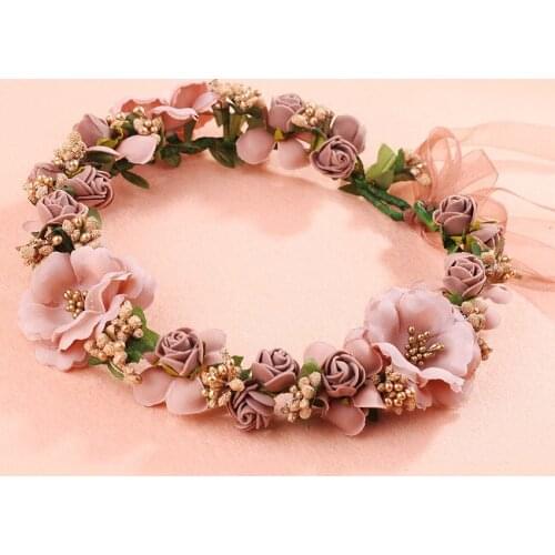 2Pcs/lot New Garland Bridal Headdress Artificial Flowers Decor Wedding Wreath Girl Seaside Vacation Beach Accessories Headdress