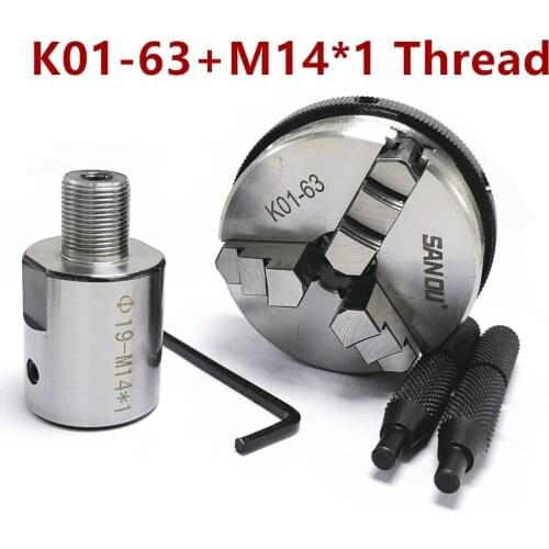 3 Jaw K01-63 chuck Lathe Chuck 63mm Safety Mini Lathe Chucks 3-jaw Self Centering Chuck + connecting rod M14*1 Thread