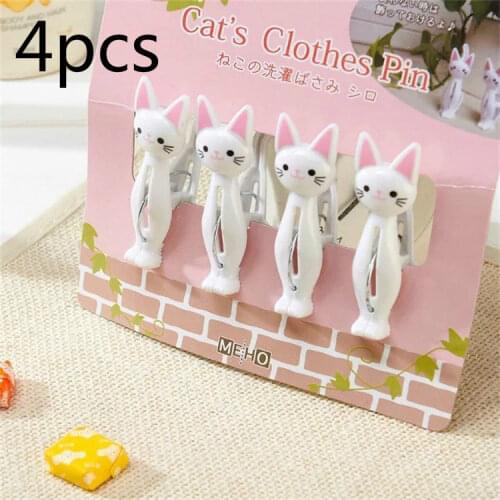 4PCS/lot Creative Plastic Clothes Pegs Cute Cat Laundry Hanging Clothes Pins Beach Towel Clips Clamp Household Clothespins