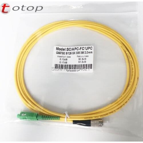 5Pcs/Lot 10M length patchcord SCAPC-FCUPC 3MM SM Simplex G657B3 PVC optical fiber cable free shipping patch cord
