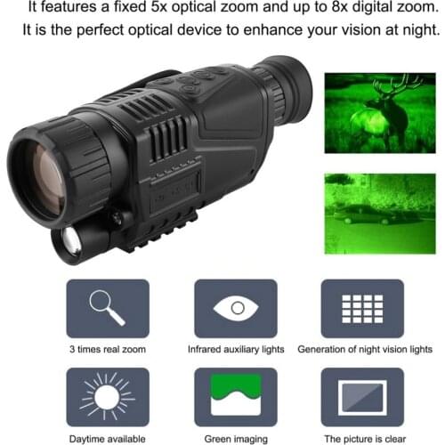 5X40 Infrared Hunting Night Vision Monocular Goggles Scope Digital Binoculars 200M range Wildlife Night Vision Optics