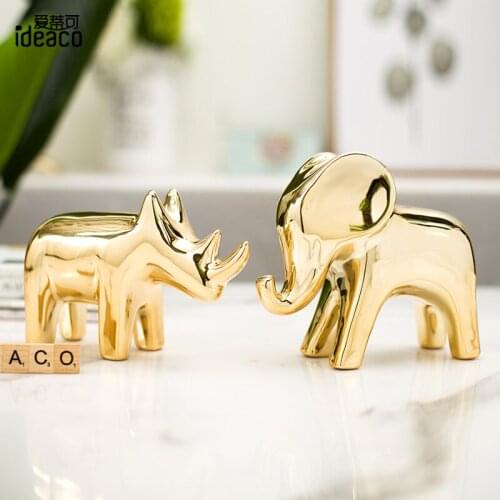 Abstract Gold Figurines Miniatures Art Giraffe Ceramic Handmade Figurines Miniatures Luxury Decoratie Home Improvement DG50FM