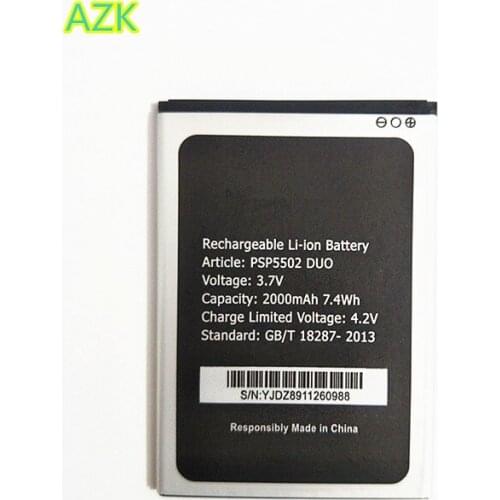 AZK New 3.7V 2000mAh Prestigio PSP5502 PSP5502 DUO Battery for Prestigio Muze A5 / Wize N3 PSP3507 DUO PSP3507 battery