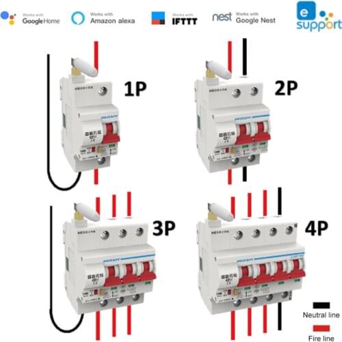 WIFI 1P/2P/3P/4P Circuit Breaker 16A-125A Wireless EWelink APP Remote Control Switch Vioce Control By Amazon Alexa Google Home